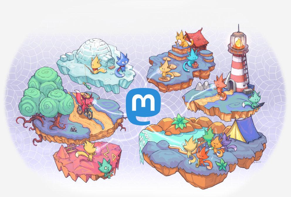 plusieurs îles flottantes aux allures très différentes, avec des personnages colorés